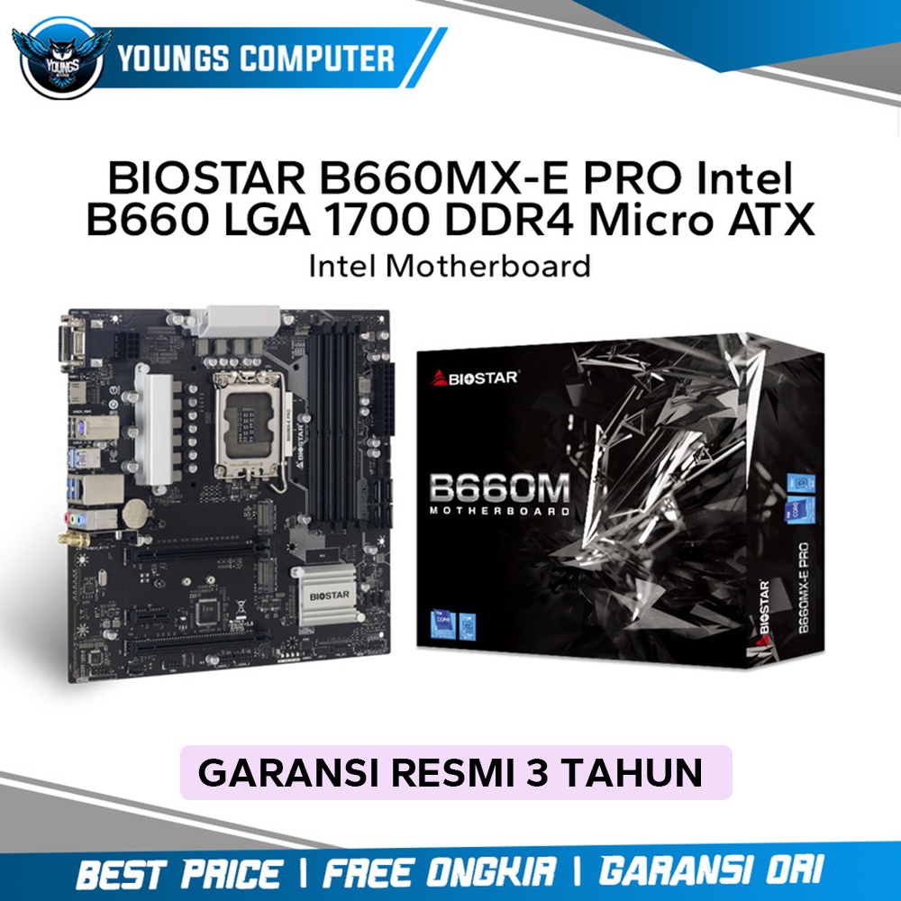 Jual BIOSTAR B660MX E PRO Motherboard Intel B660 LGA 1700 DDR4 Micro