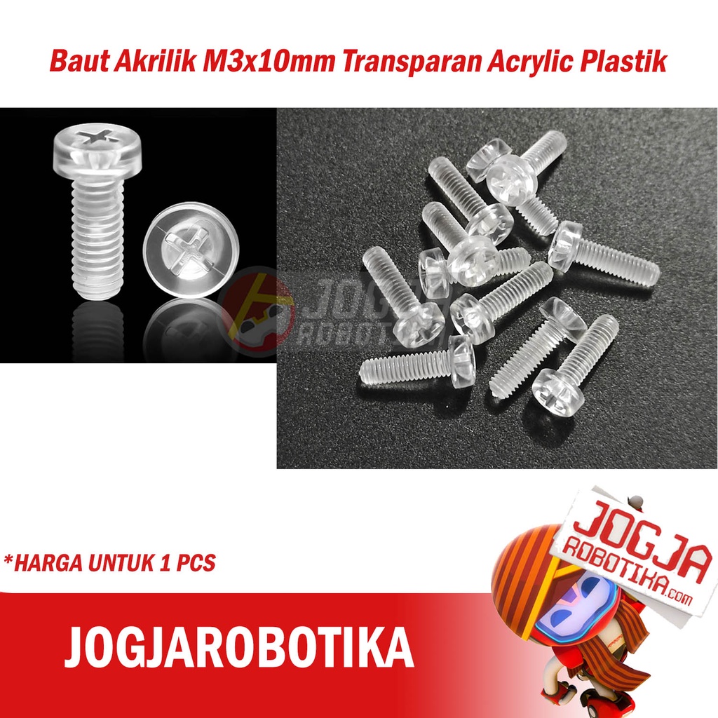 Jual Baut Akrilik M3x10mm M3x10 Transparan Acrylic Plastik Bening