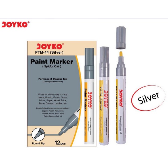 Jual Paint Marker Spidol Cat Permanen Joyko Ptm Silver Pcs Saja