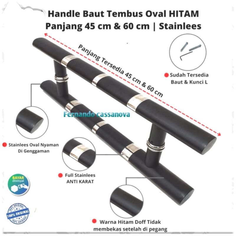 Jual Handle Pintu Tarikan Pintu Kaca Kayu Kaki Tembus 45cm 60cm100cm