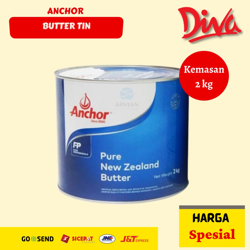 Jual 2kg Anchor Butter Tin Kemasan Original Salted Butter Shopee