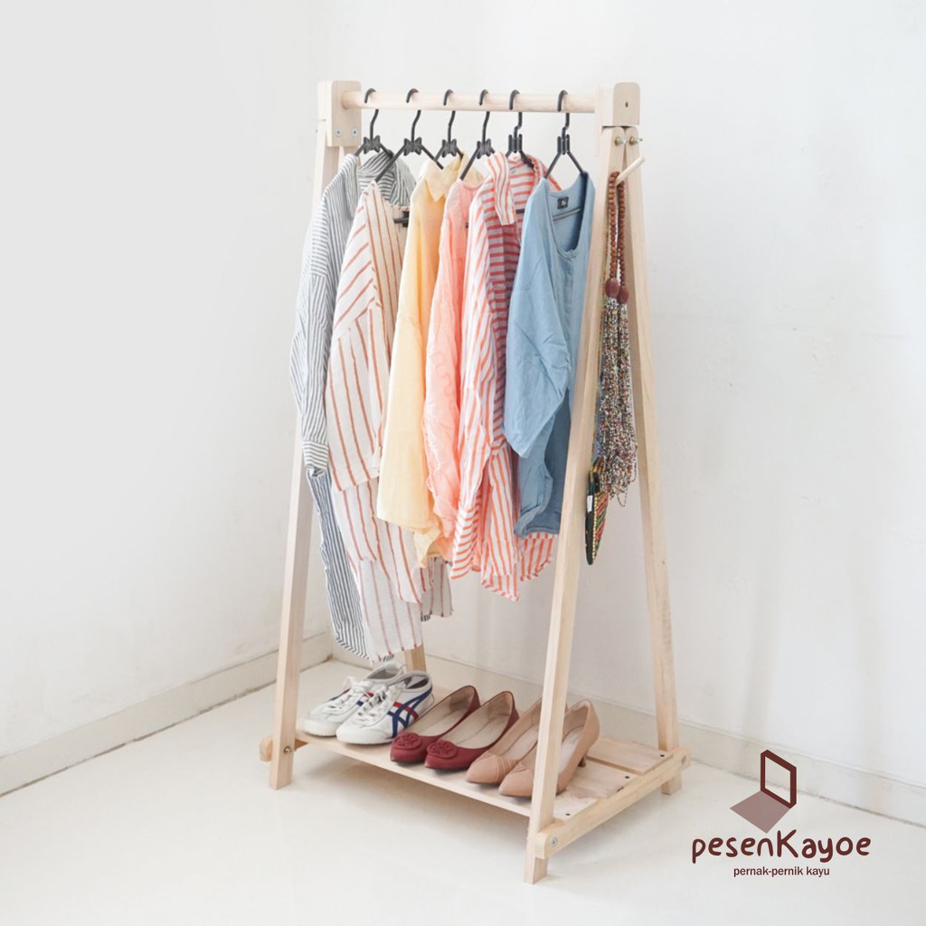 Jual Gantungan Baju Rak Kayu Aesthetic Minimalis Shopee Indonesia