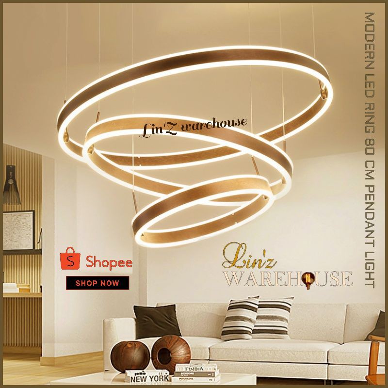 Jual Lampu Gantung MODERN DOUBLE LED RING 80 CM Pendant Light Shopee