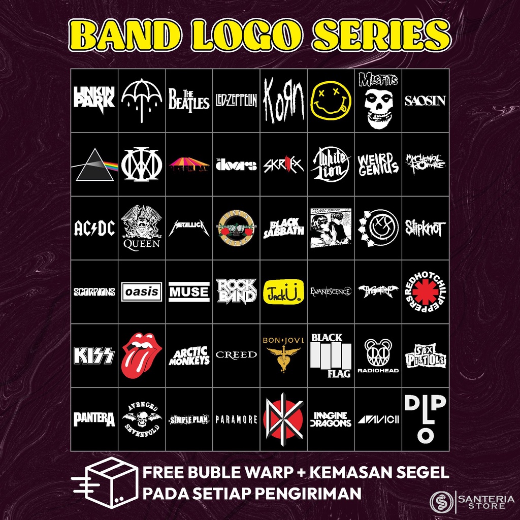 Jual Poster Dinding Aesthetic Variasi Band Logo Isi Poster