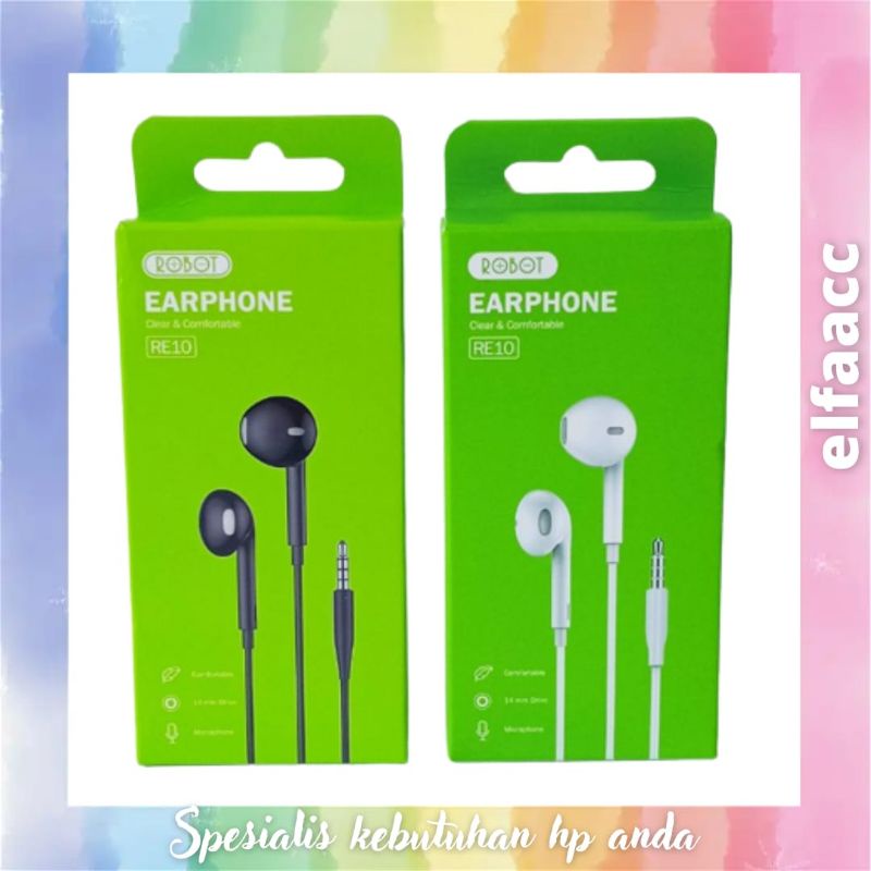 Jual Headset Handsfree Robot RE10 Mega Bass Earphone Original Shopee