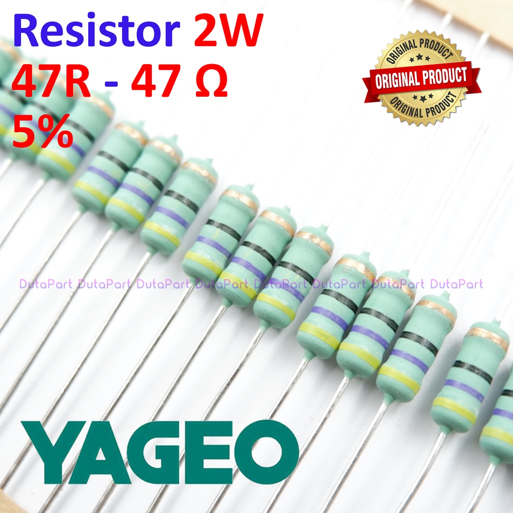 Jual Resistor 47 Ohm 2 Watt 5 ORIGINAL YAGEO 2W 47R HIGH QUALITY