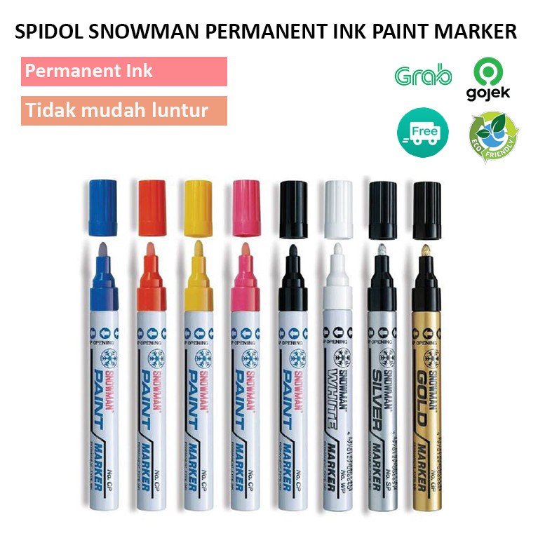 Jual Spidol Snowman Paint Marker Permanent Ink Spidol Permanen Warna