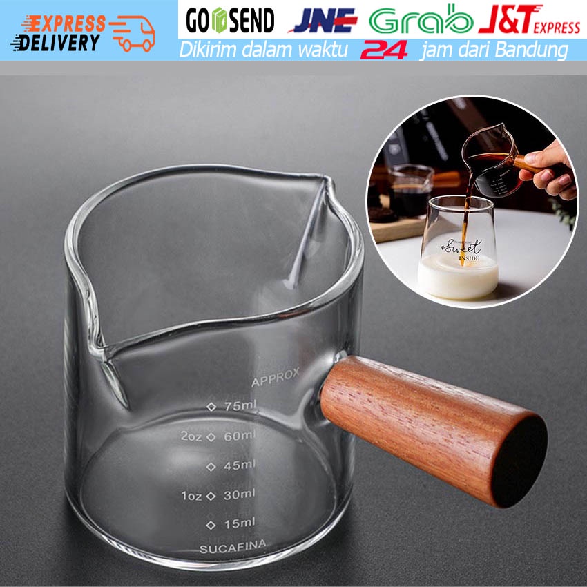 Jual Mini Glass Milk Jug Pot Gelas Gula Susu Sugar Pot Kaca Wooden