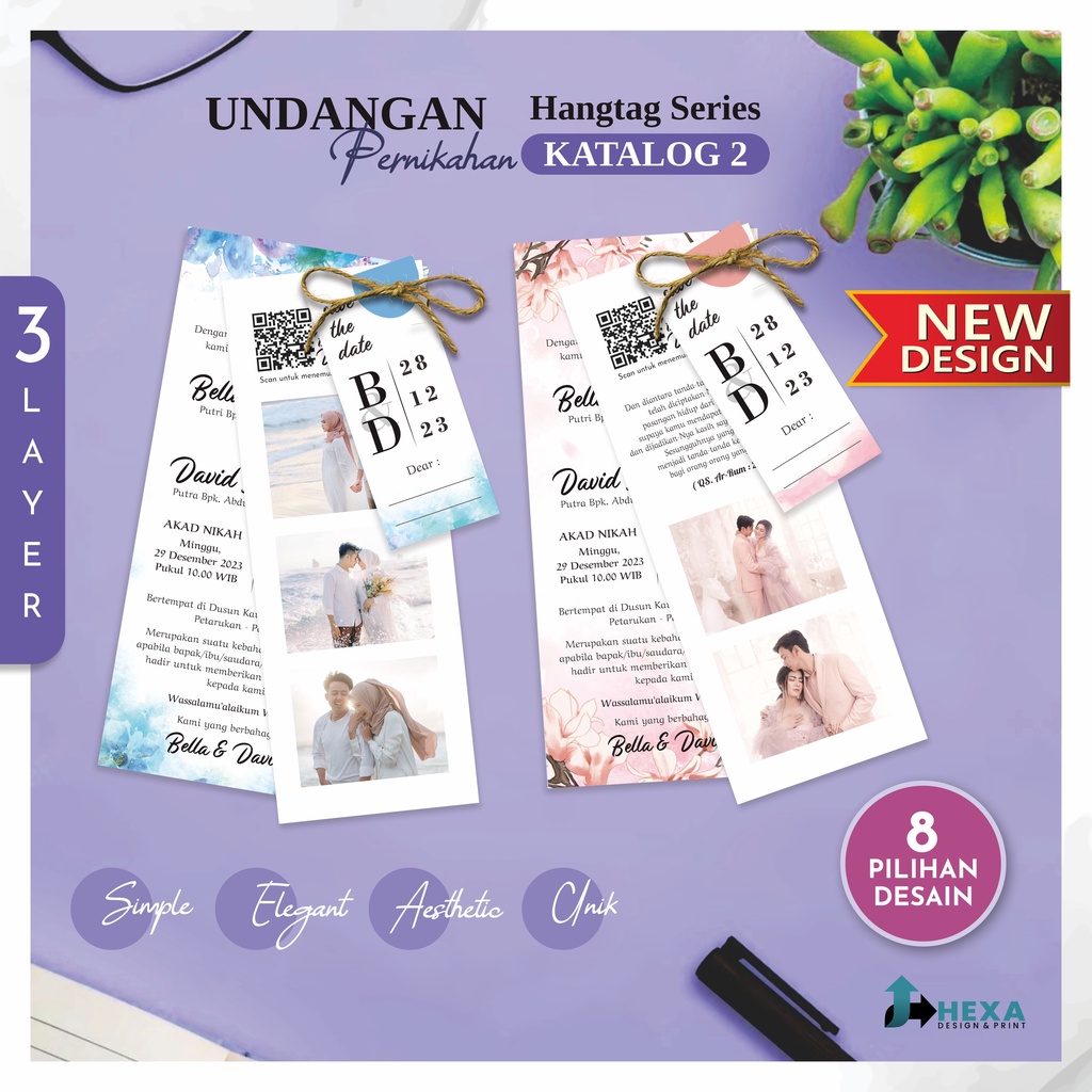 Jual Undangan Pernikahan Hangtag Unik Elegan Simple Murah Ekonomis