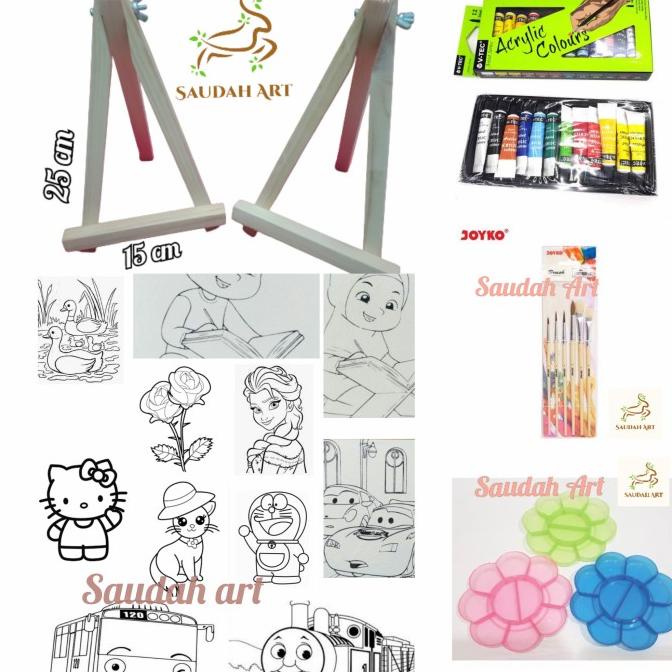 Jual Paket Lukis Sketsa Lengkap Kanvas Sketsa Palet Kuas Cat Akrlik