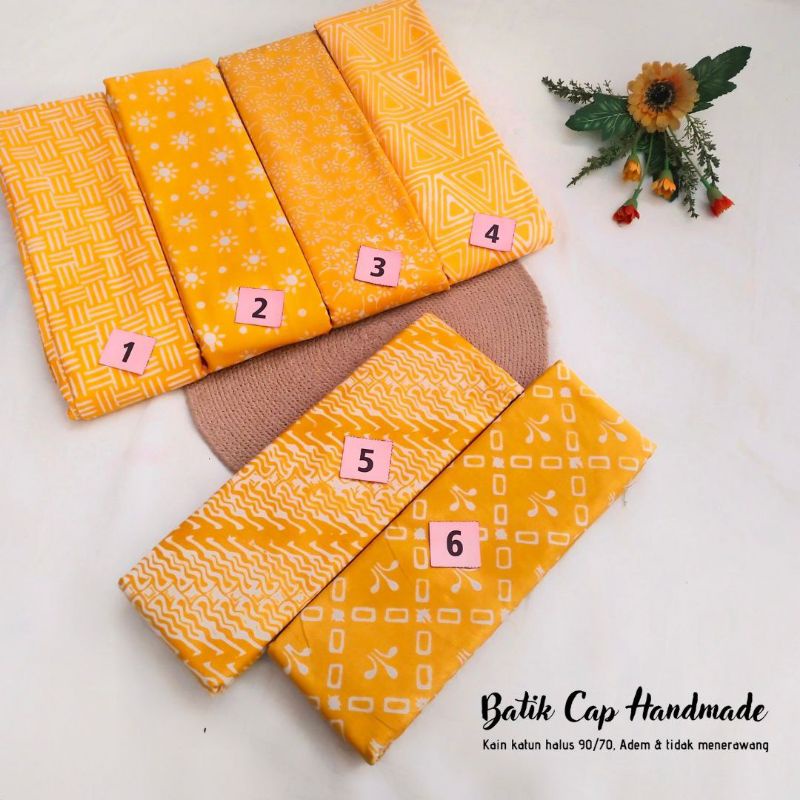 Jual Hn Kain Batik Cap Garutan Warna Kuning Motif Kopi Aksara Jawa