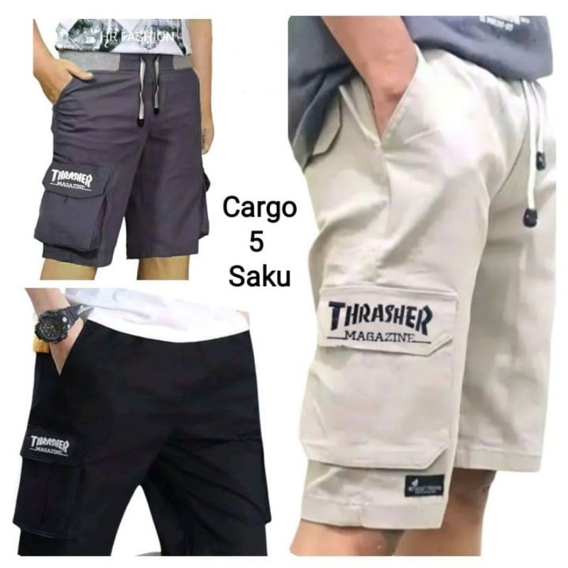 Jual Celana Pendek Cargo Pria Cowok Dewasa Pinggang Kolor Rip Chinos