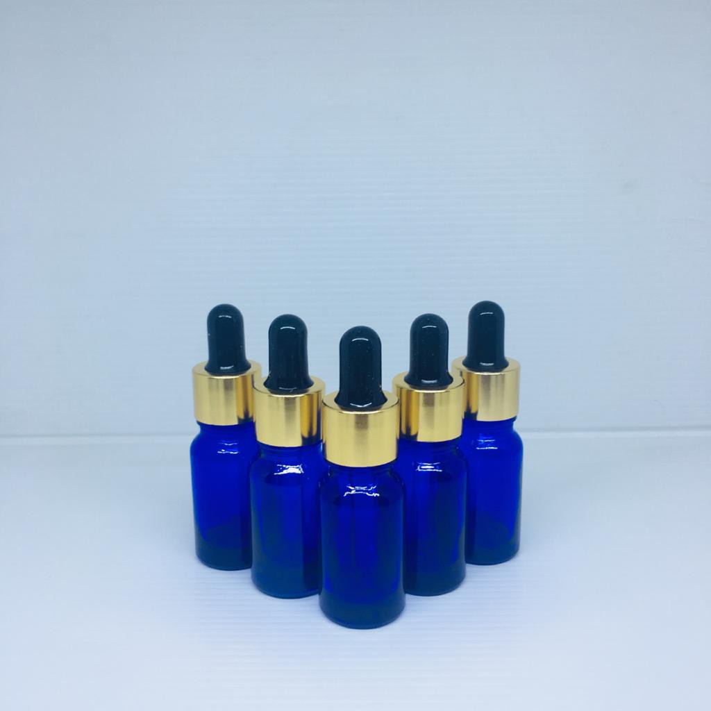 Jual Botol Kaca Pipet Ml Biru Tebal Ring Gold Karet Hitam Shopee