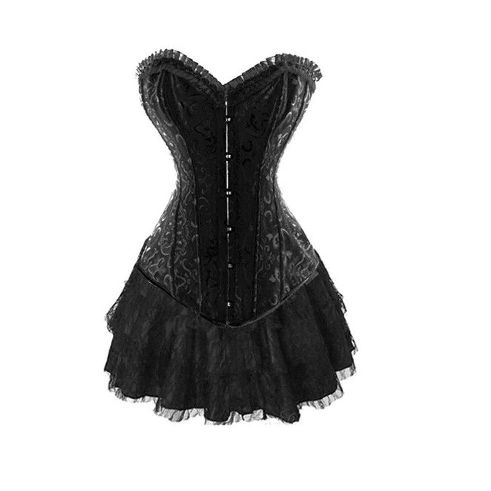 Jual Produk China Sexy Overbust Burlesque Steel Boned Corset Lace Mini