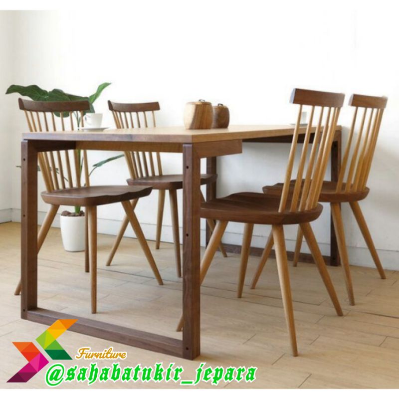 Jual SET MEJA MAKAN MINIMALIS K4 DINING ROOM MODERN ART NATURAL TEAK