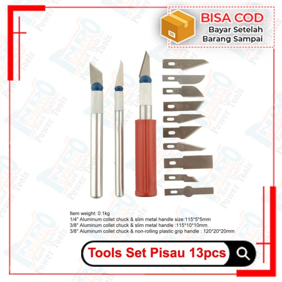 Jual Alat Ukir Pahat Kayu Set 13 Pcs Pisau Cutter Seni Dengan 3 Handle