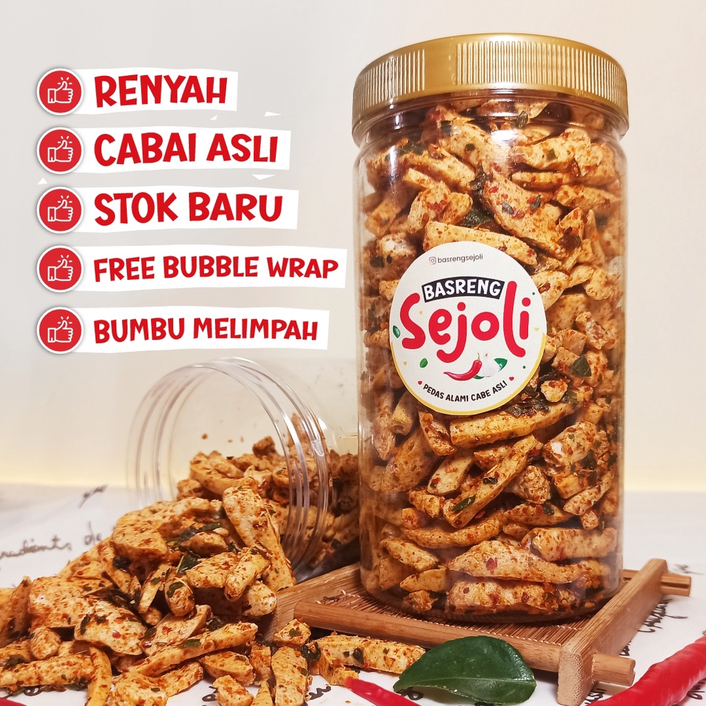 Jual Basreng Viral Basreng Pedas Daun Jeruk Kemasan Toples Basreng