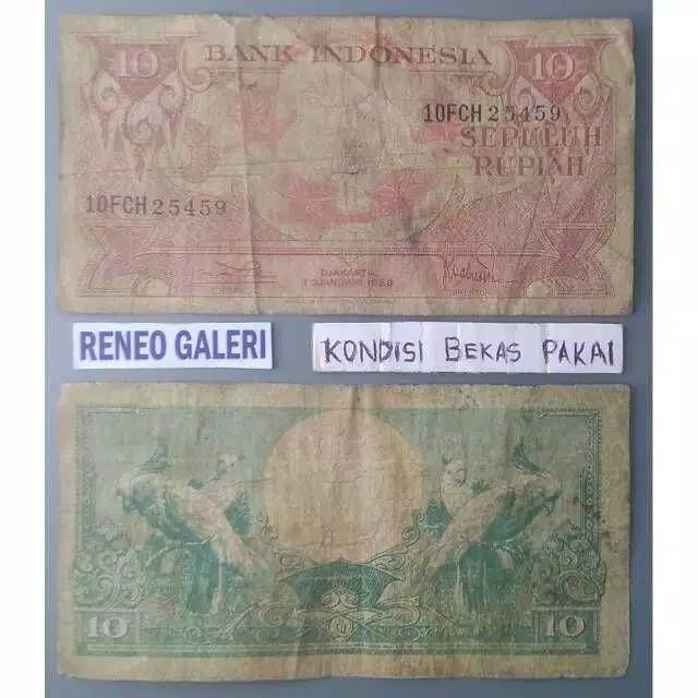 Jual Asli Jelek 10 Rupiah Tahun 1959 Seri Bunga Rp Uang Kertas Kuno