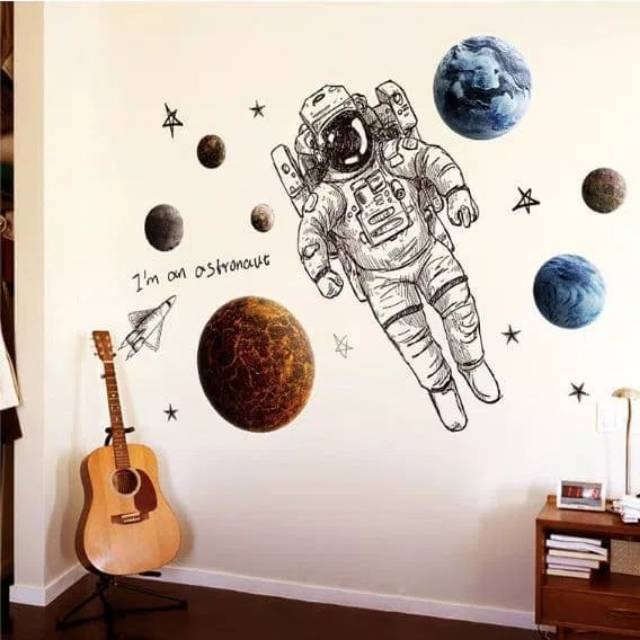 Jual Stiker Dinding Wallpaper 60x90cm Motif Karakter Astronaut Bulan