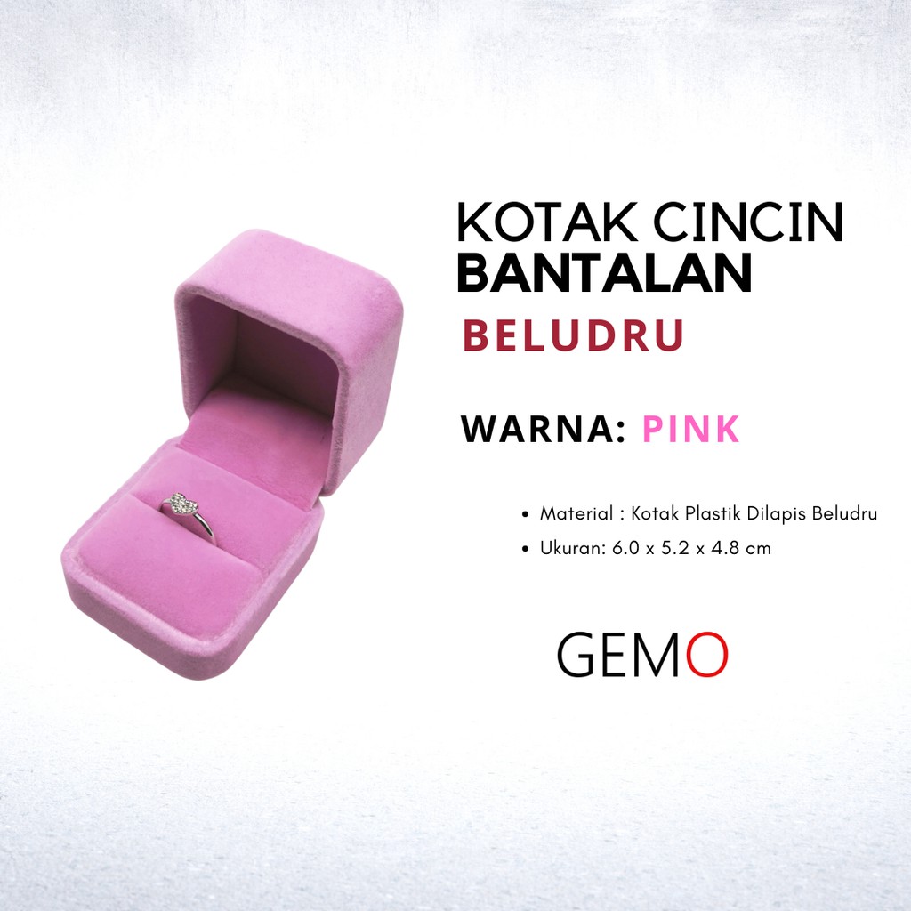 Jual Kotak Perhiasan Pink Beludru Jewelry Box Set Cincin Kawin Gelang