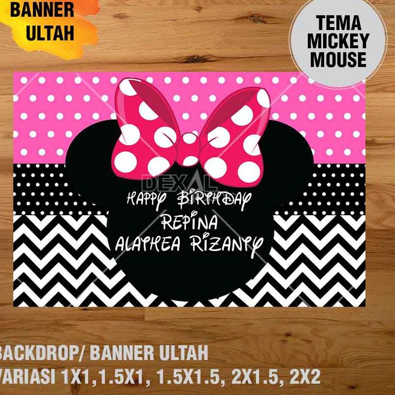 Jual Murah Mickey Mouse Minnie Mouse Banner Ultah Backdrop Ultah