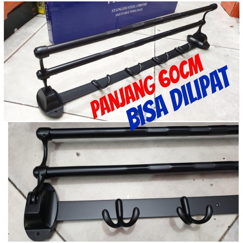 Jual Rak Handuk Gantungan Handuk Lipat Fiorentino Stainless Hitam