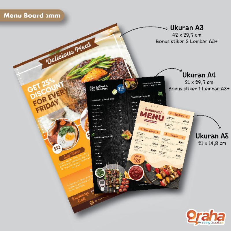 Jual Cetak Daftar Menu Board Papan Menu Menu Resto Shopee Indonesia