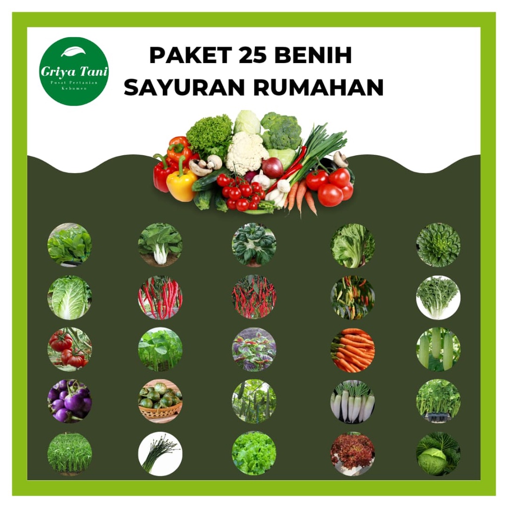 Jual Paket Lengkap 25 Jenis Benih Sayuran Rumahan Terlengkap Termurah