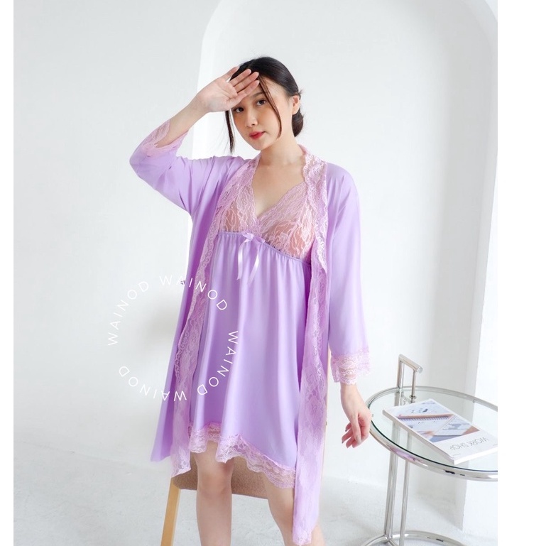 Jual NATALIE Sexy Lingerie Dress Dengan Kimono Wainodshop Shopee