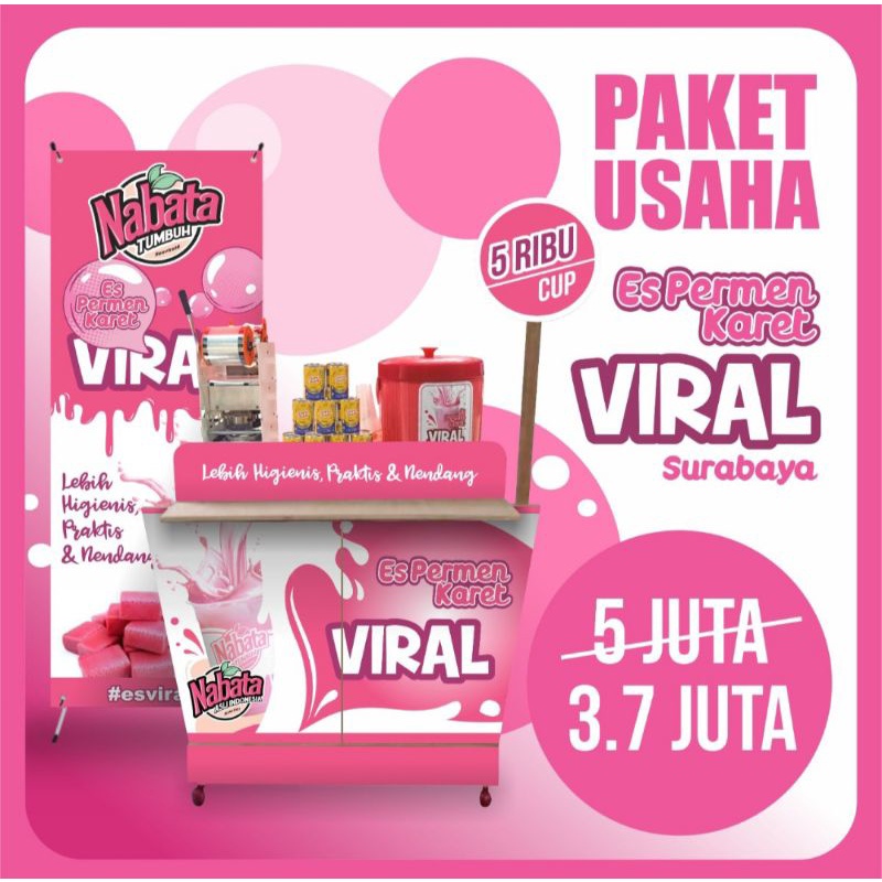 Jual Paket Usaha Franchise Es Permen Karet Viral Surabaya Murah Ts