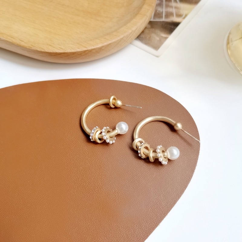 Jual Caitlyn Hoops Earring 925 Silver Anting Bulat Doff Manik