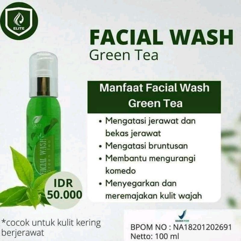 Jual SR12 FACIAL WASH GREENTEA SABUN JERAWAT BERMINYAK BRUNTUSAN KERING