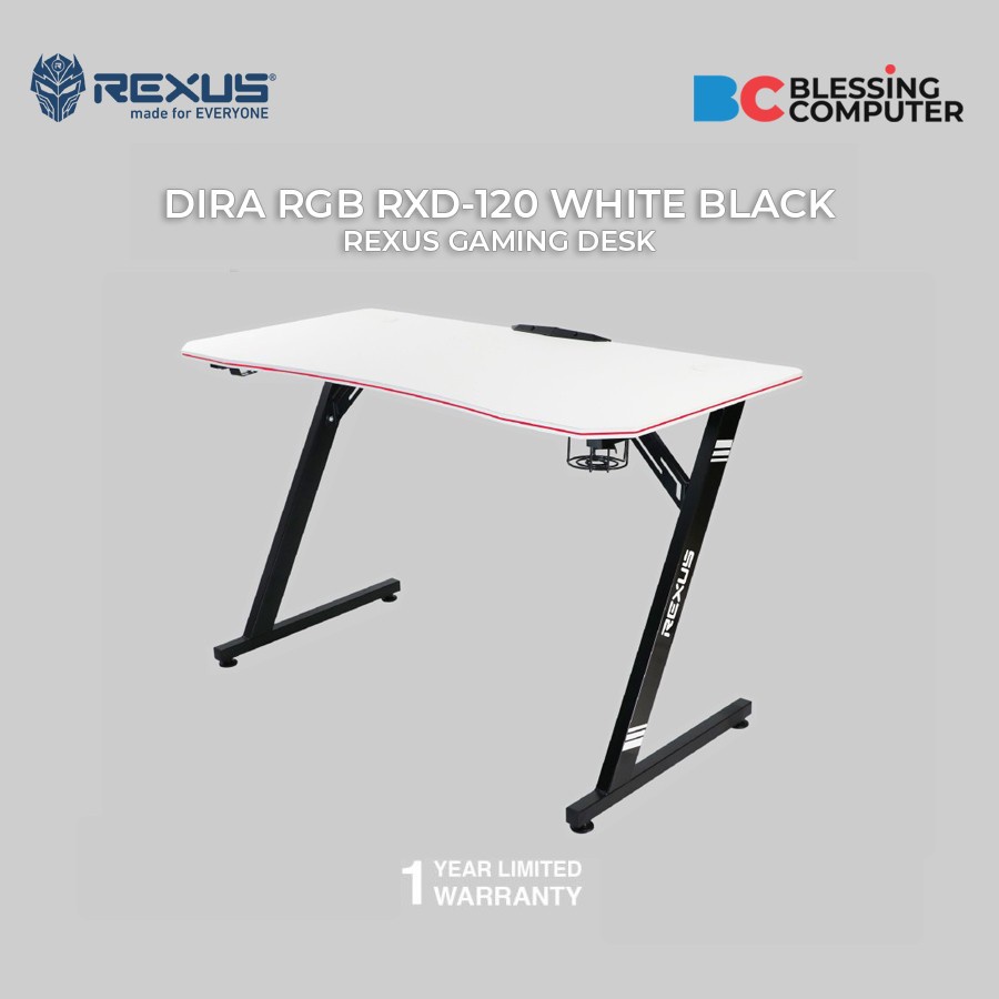 Jual Meja Gaming Rexus Dira Rgb Rxd White Black Gaming Desk Rexus