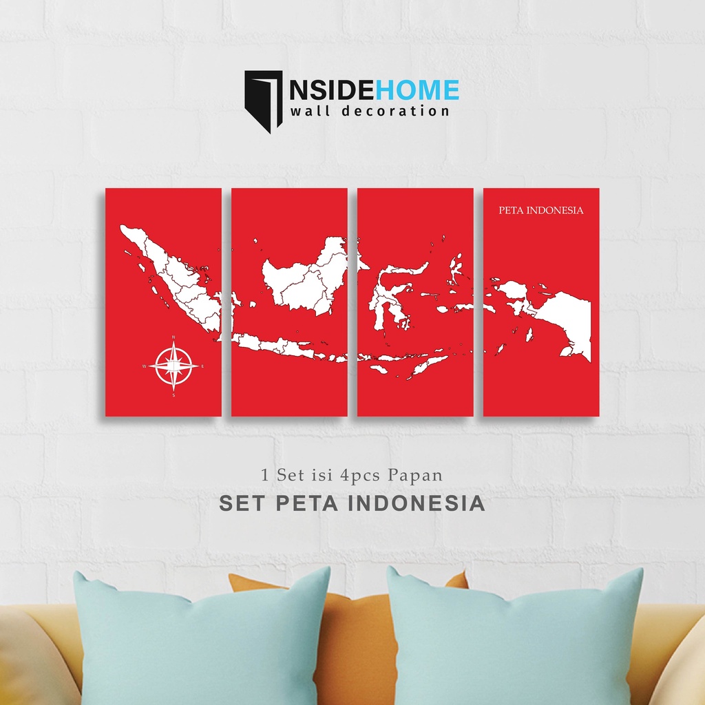 Jual 1 SET Pajangan Rumah Peta Indonesia Poster Kayu Map Wall Decor