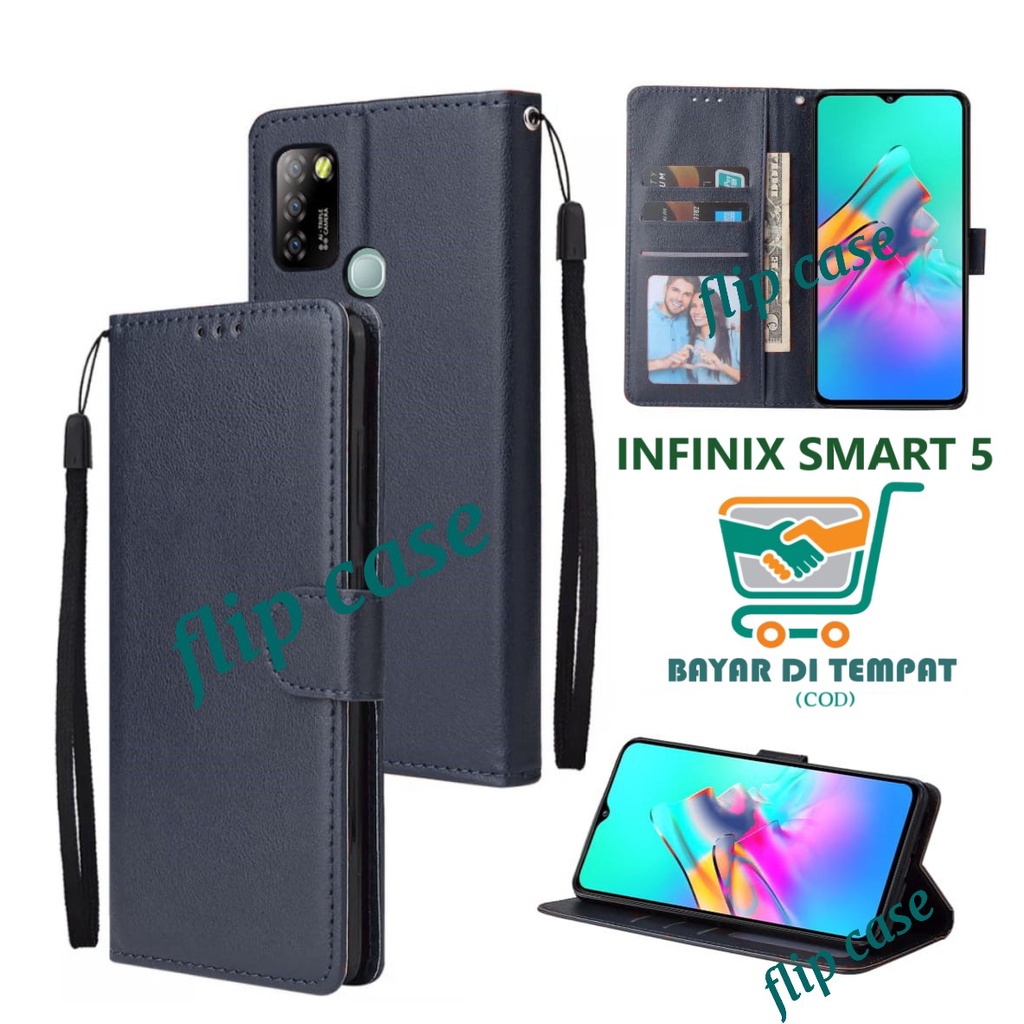 Jual INFINIX SMART 5 CASE KULIT MODEL FLIP BUKA TUTUP ADA TEMPAT FOTO