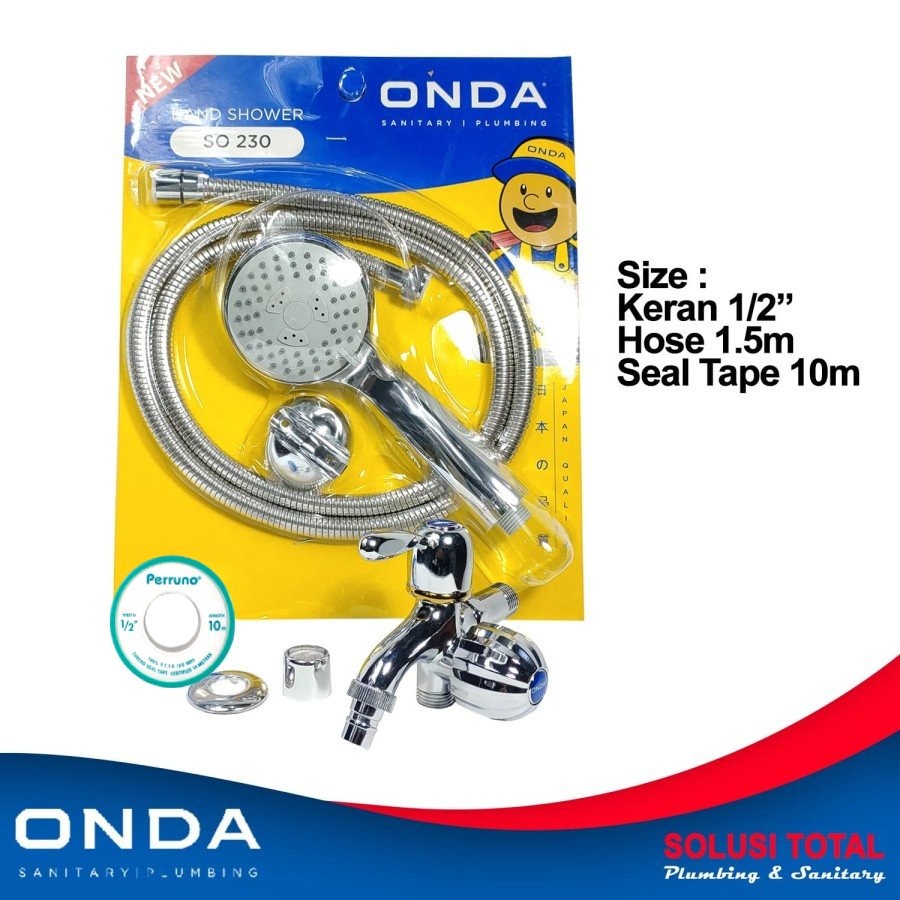 Jual PAKET 2 Shower Mandi Set ONDA SO 230 Kran Double K 406 Seal