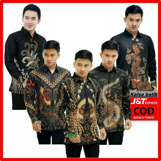 Jual M Kemeja Pria Batik Panjang Hitam A Kemeja Batik Pria