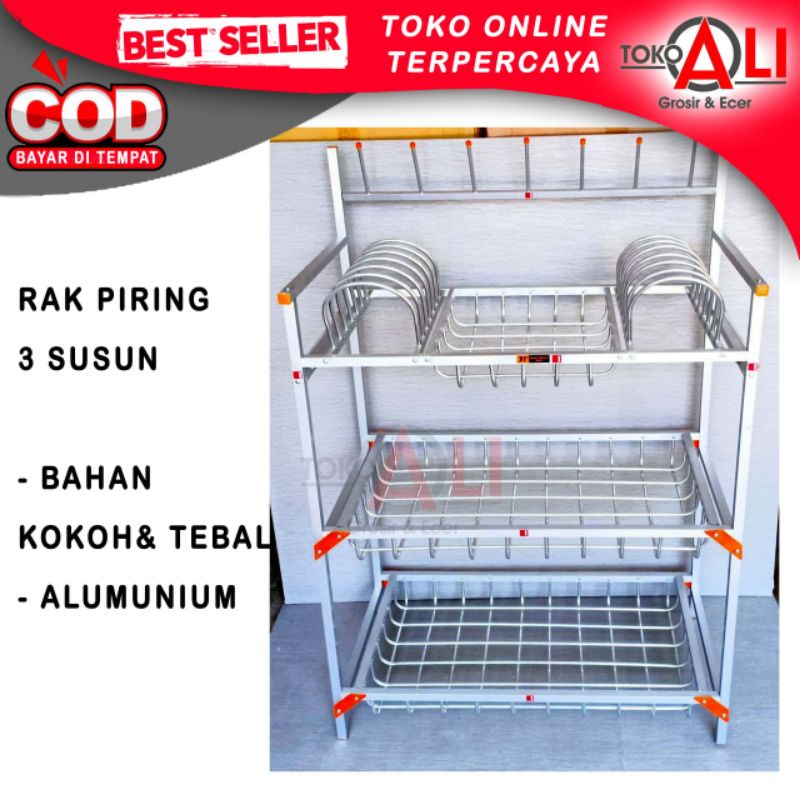 Jual Rak Piring Aluminium Tebal Susun Tempat Piring Rak Dapur