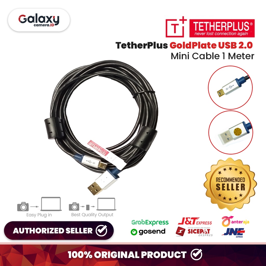 Jual TetherPlus GoldPlate USB 2 0 Mini B Cable 1 Meter Shopee Indonesia