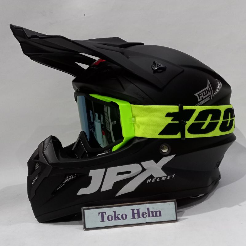 Jual Helm Jpx Cross Fox Polos Hitam Doff Plus Goggle Percent Gs