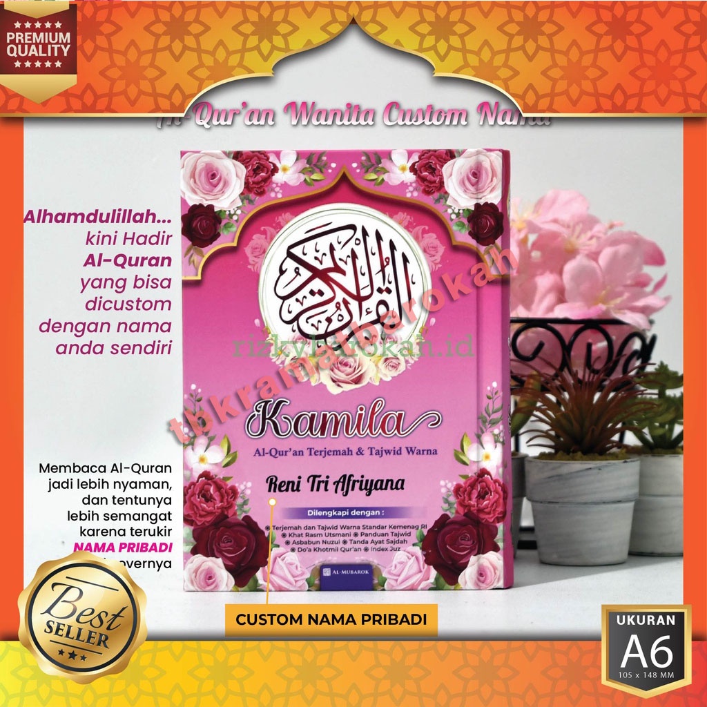 Jual Al Quran Kecil Wanita Custom Nama Terjemahan Tajwid Warna Kamila