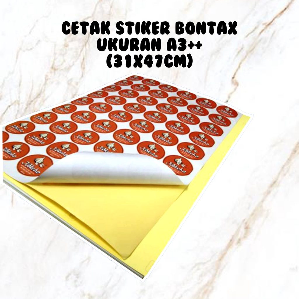 Jual Cetak Stiker Bontax Glossy Bontax Hvs Ukuran A Label Olshop