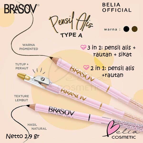 Jual BELIA BRASOV Eyebrow Pencil 3 In 1 Pensil Alis Sharperner