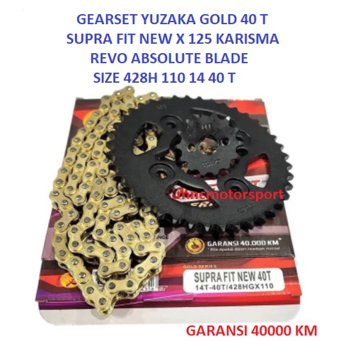 Jual GEARSET GIRSET GEAR GIR SET YUZAKA 40 T SUPRA FIT NEW SUPRA X 125