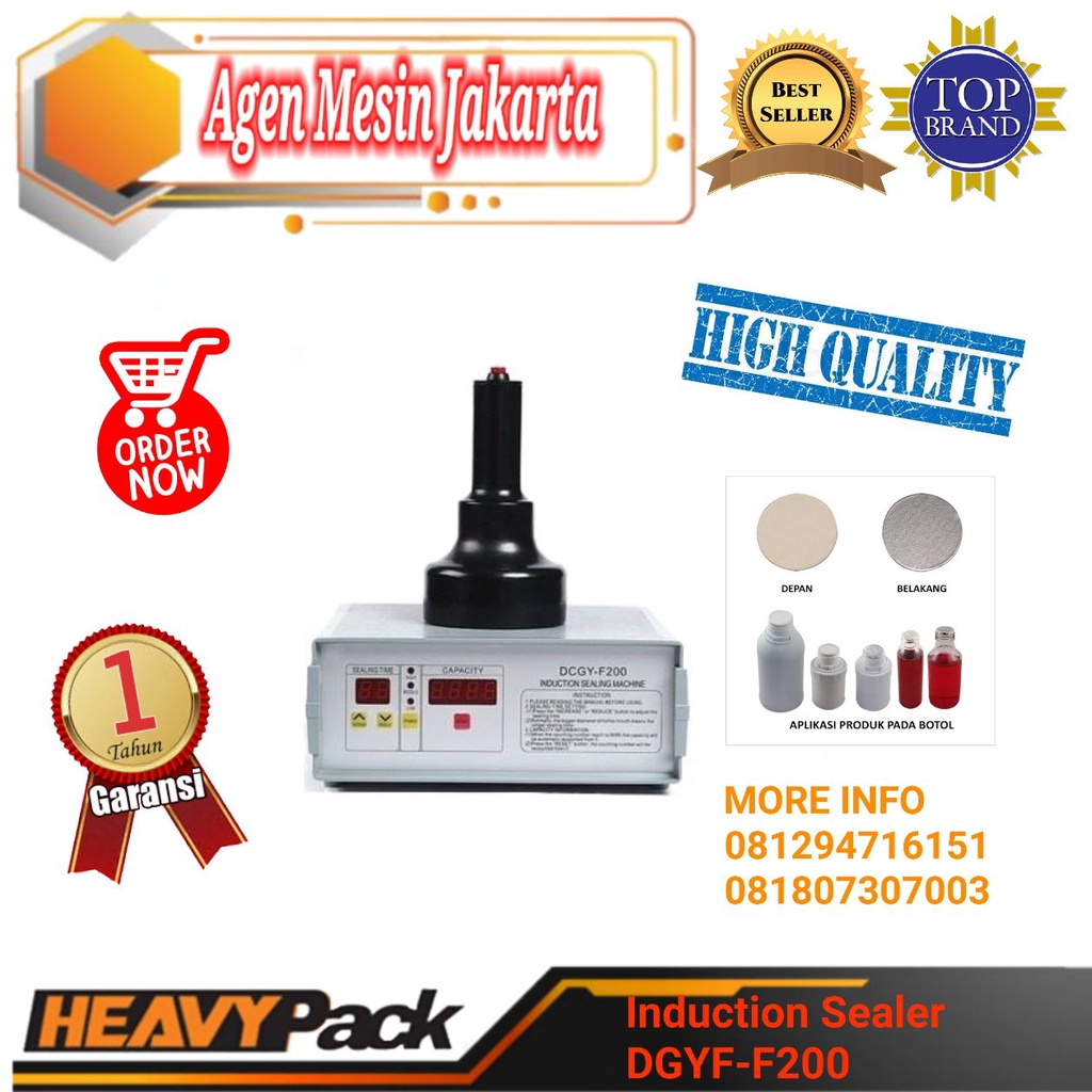 Jual MESIN SEGEL INDUKSI SEALER BOTOL ALUMUNIUM FOIL DCGY F200