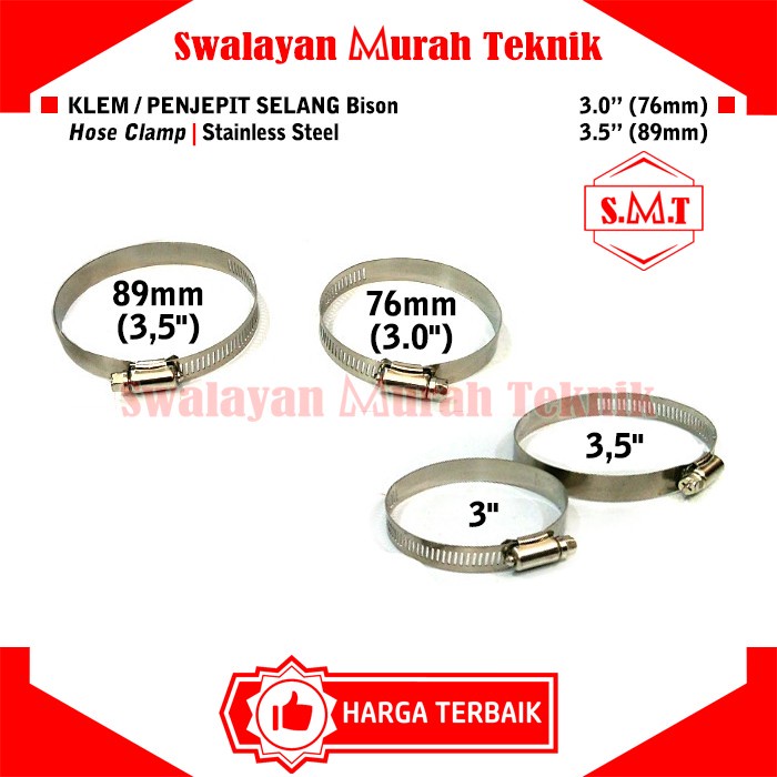 Jual Klem Selang Stainless Steel BISON Hose Clamp 3 3 5 Penjepit