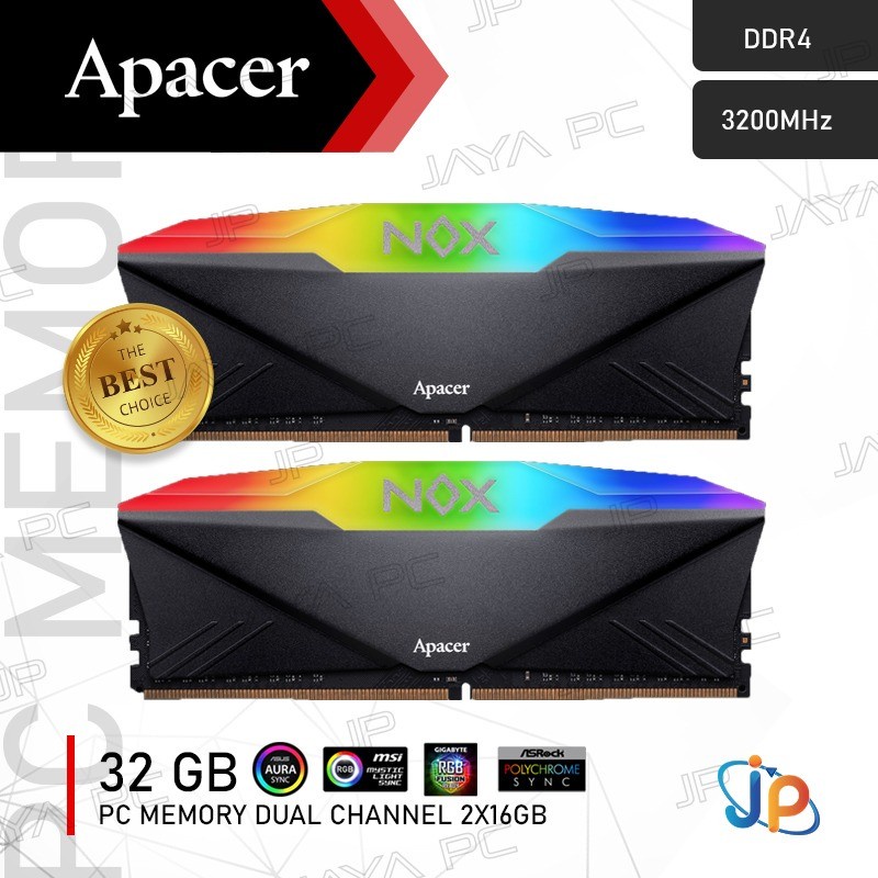 Jual Memory Apacer NOX RGB AURA II DDR4 PC25600 3200Mhz 32GB 2x16GB Ram