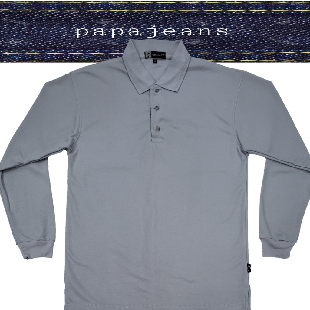 Jual Kaos Kerah Polo Shirt Lengan Panjang Papa Jeans Abu Grey Shopee