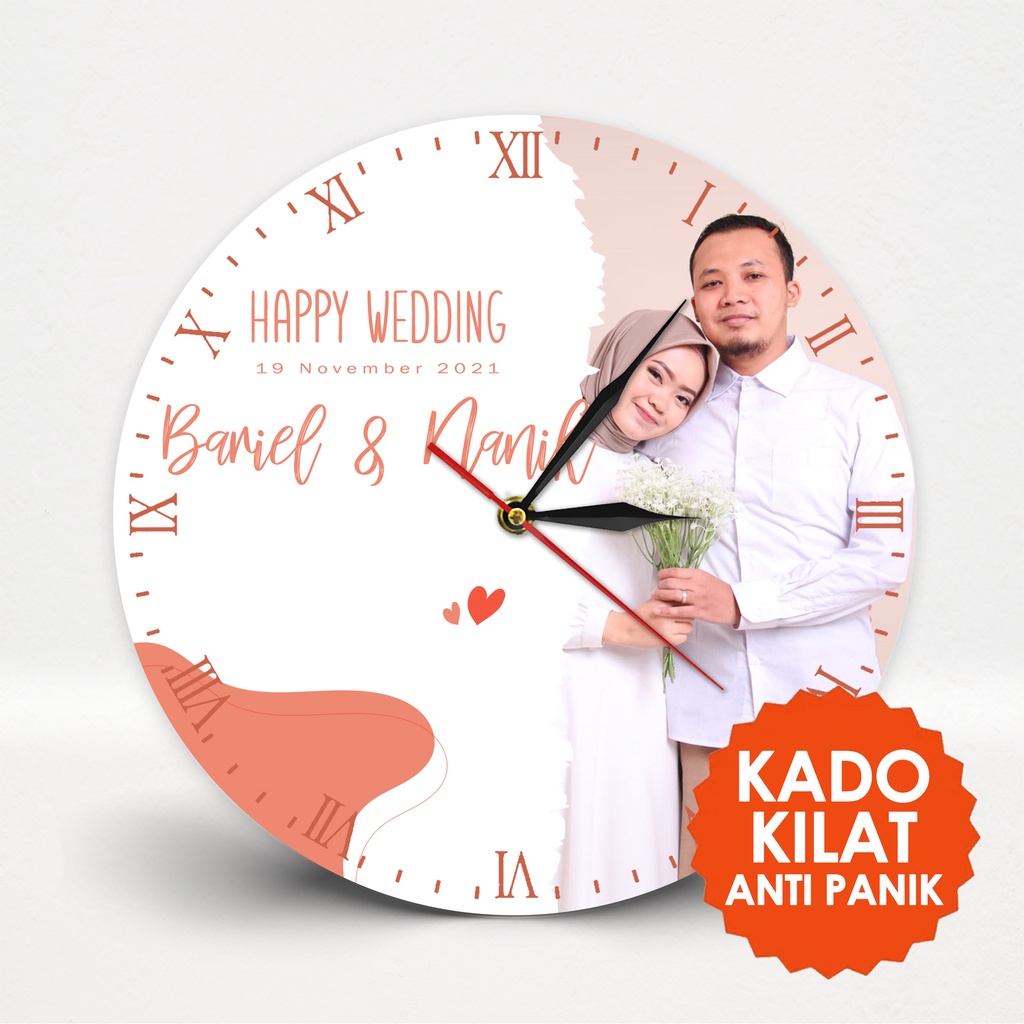 Jual Fsf Jam Dinding Kayu Unik Custom Foto Hadiah Kado Pernikahan