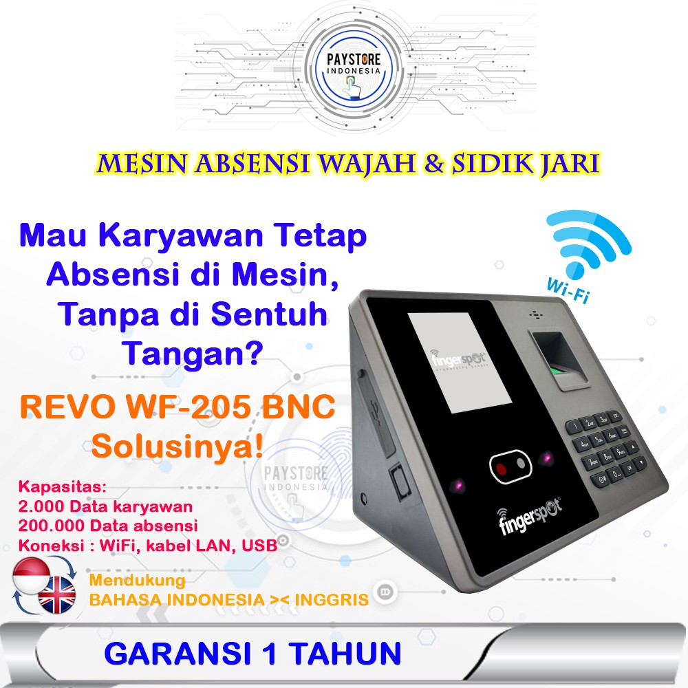 Jual Mesin Absensi Wajah Support WIFI Absensi Sidik Jari